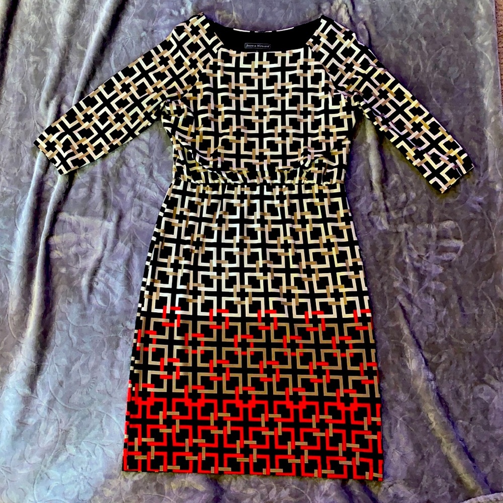 🍁Jessica Howard size 8, 3/4 sleeve patterned dress